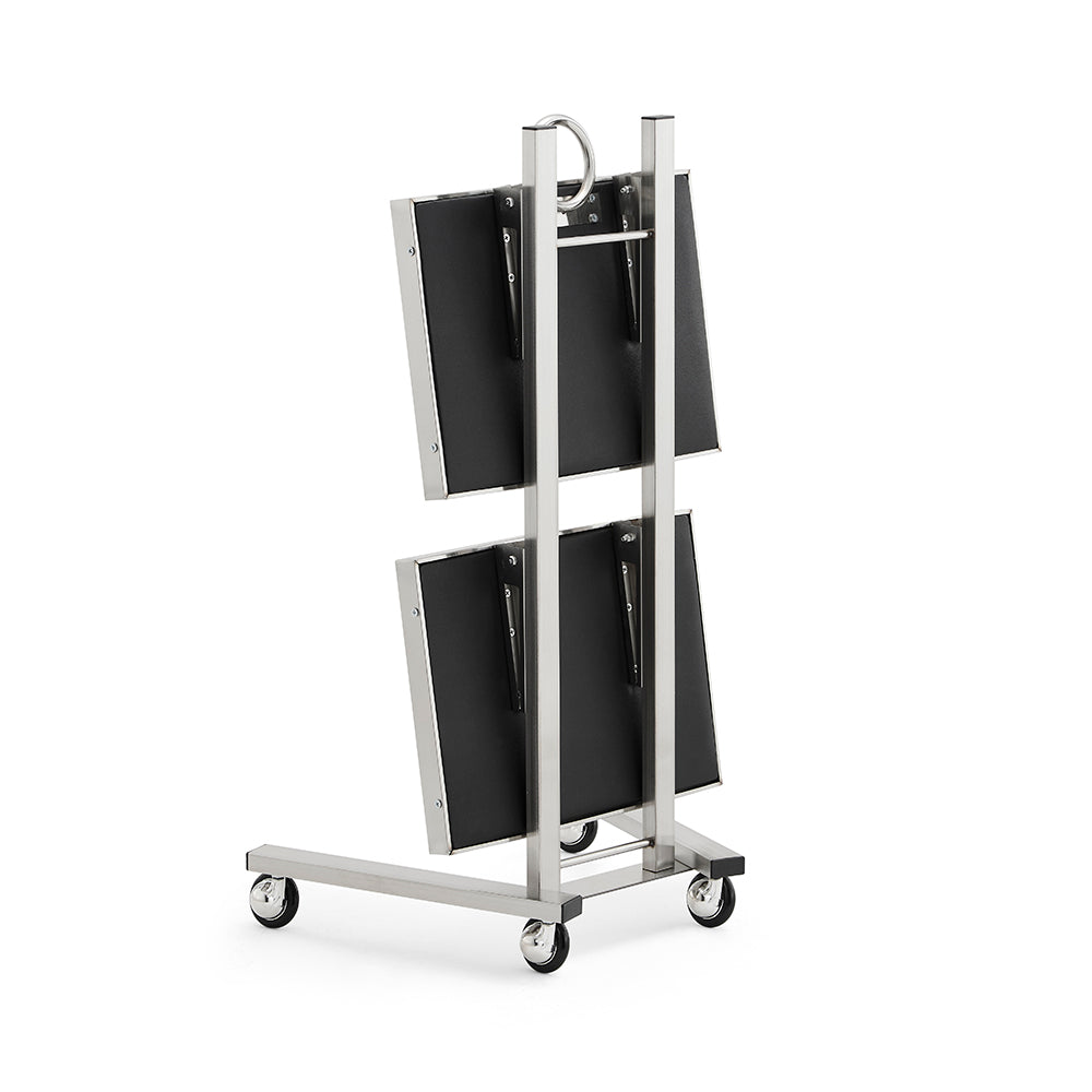Professional Double-Tier Metal Salon Trolley - Heavy Duty Stainless Steel Service Cart with 360° Rotating Wheels