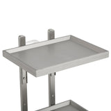 Professional All-Metal Mobile Salon Trolley - Double-Tier Stainless Steel Service Cart with 360° Rotating Caster Wheels