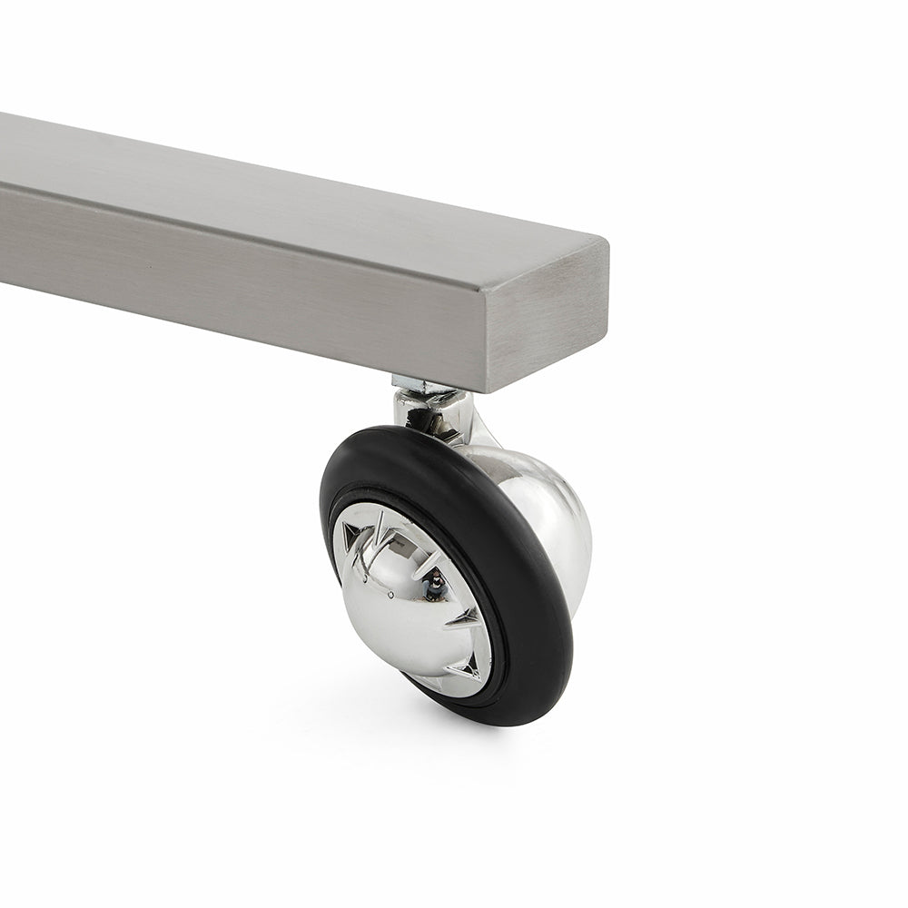Professional All-Metal Mobile Salon Trolley - Double-Tier Stainless Steel Service Cart with 360° Rotating Caster Wheels