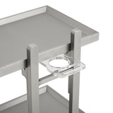 Professional All-Metal Mobile Salon Trolley - Double-Tier Stainless Steel Service Cart with 360° Rotating Caster Wheels