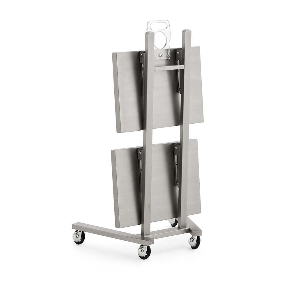 Professional All-Metal Mobile Salon Trolley - Double-Tier Stainless Steel Service Cart with 360° Rotating Caster Wheels