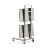 Professional All-Metal Mobile Salon Trolley - Double-Tier Stainless Steel Service Cart with 360° Rotating Caster Wheels