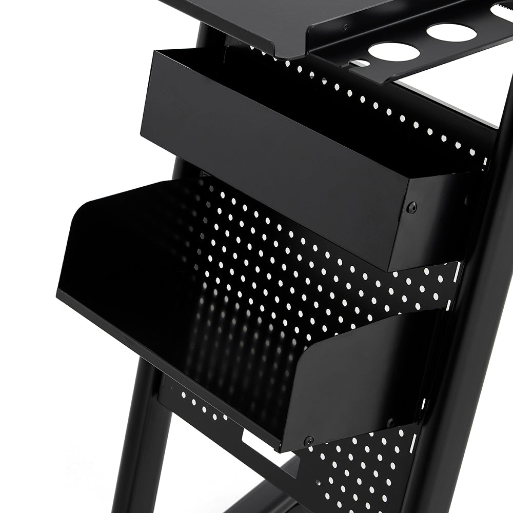 Industrial Modular Salon Trolley - Professional Barber Mobile Workstation with Adjustable Pegboard Storage & 360° Caster Wheels