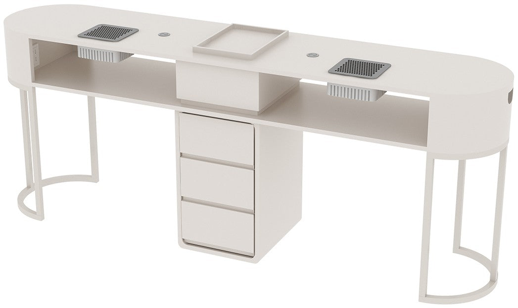 White Double Manicure Table